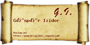Gáspár Izidor névjegykártya